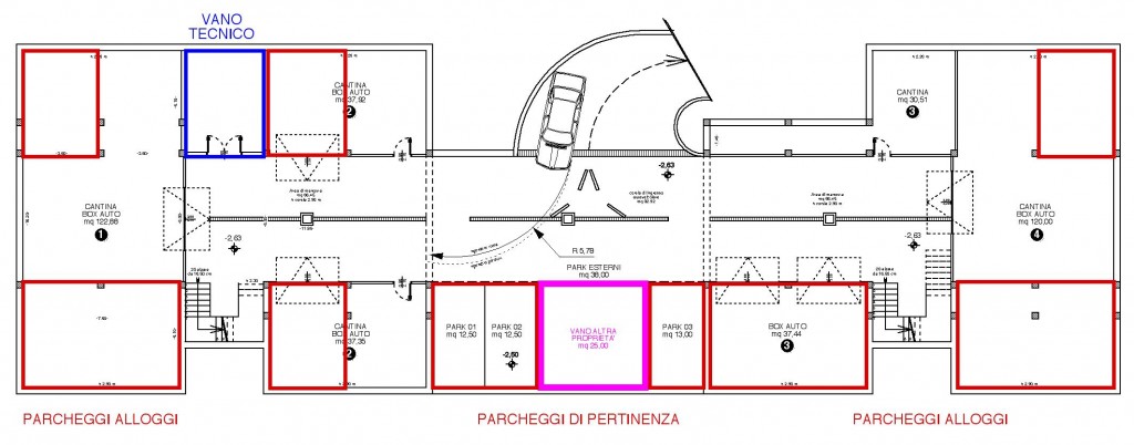 Pianta generale di tutto il piano interrato